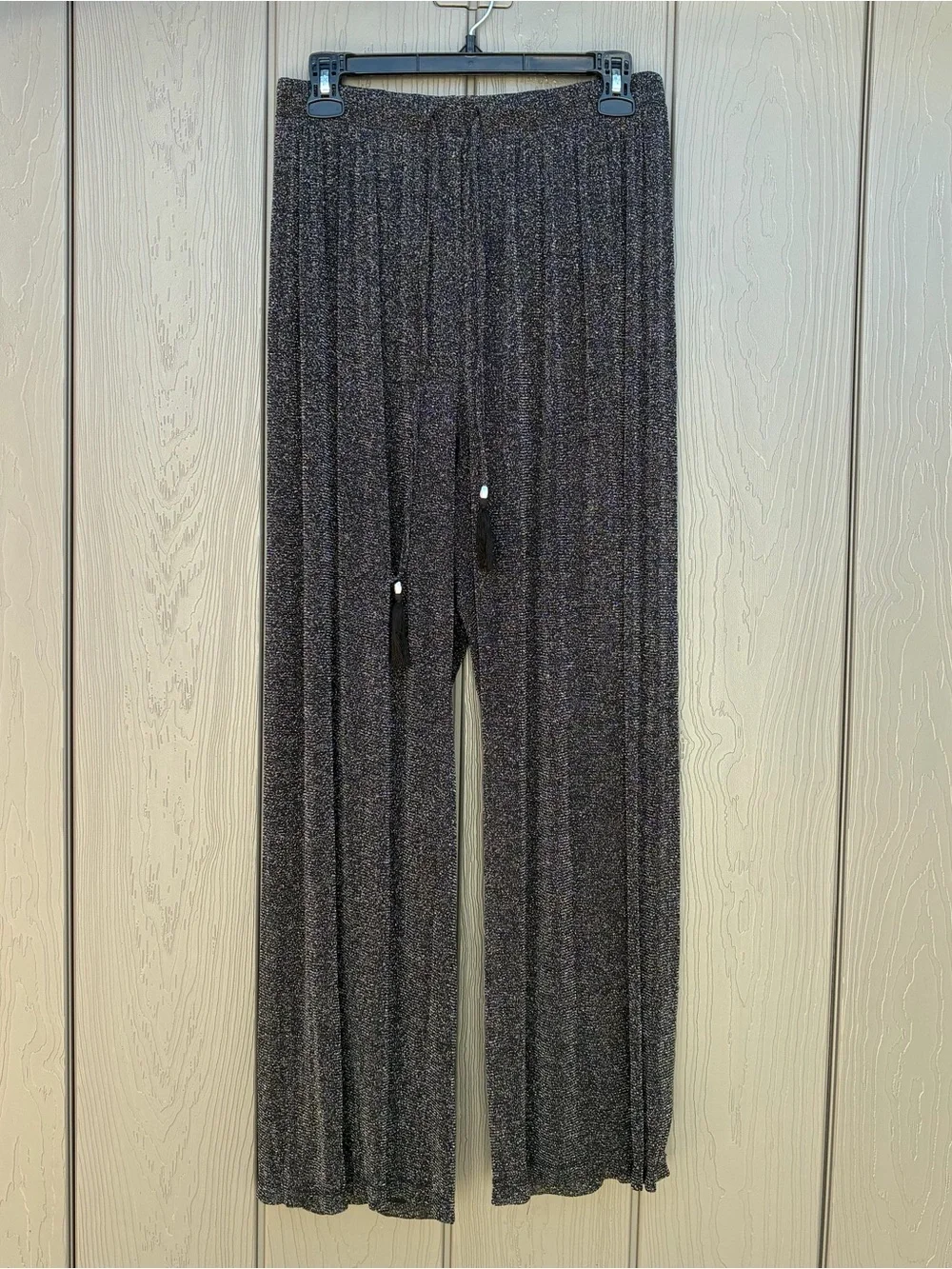 Sandy Beach Swimwear Cover Up Pants XL Wide Leg Black Sheer Sparkly Resortwear